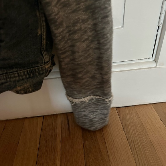 Free People Blue Jean Jacket with Gray Sleeves - Picture 6 of 7